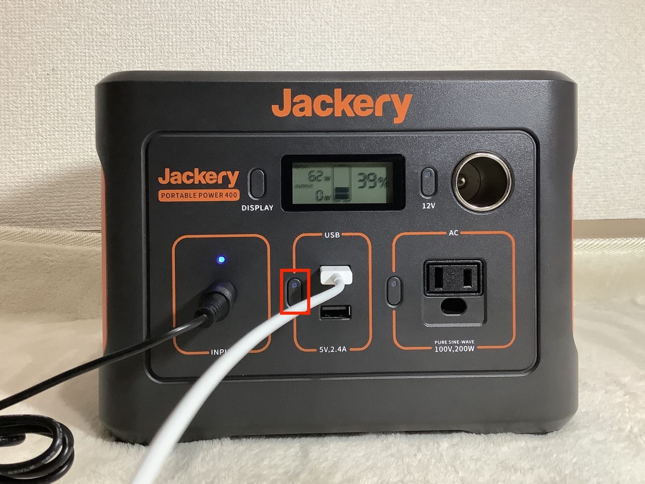Jackery400でiPadの充電を試す